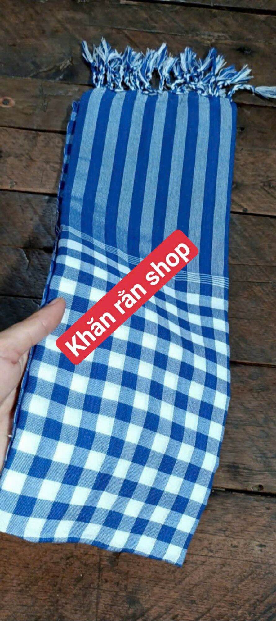 Khăn rằn Nam Bộ xanh trắng 60x165cm