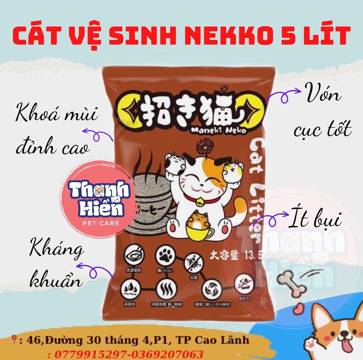 Cát vệ sinh mèo nekko 5l