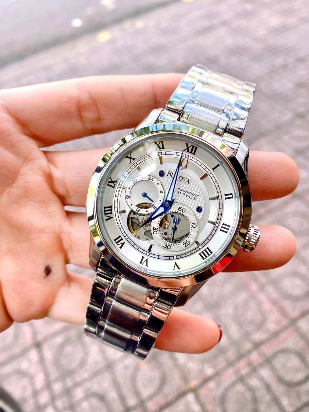 ĐỒNG HỒ NAM BULOVA DÂY INOX KHÔNG Gỉ MÁY CƠ NHẬT KÍNH SAPPHIRE SIZE 42