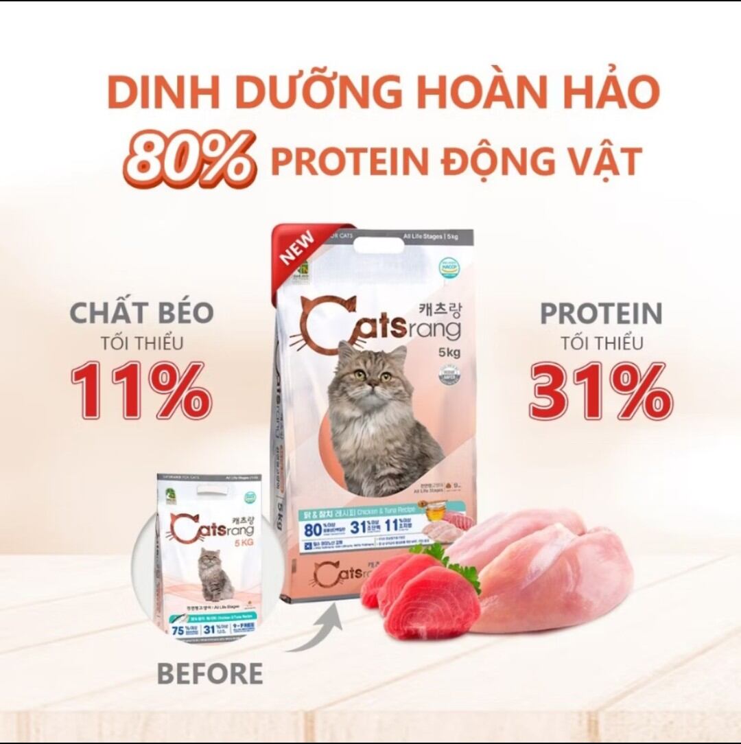 Thức ăn hạt cho mèo mọi lứa tuổi Catsrang 5kg