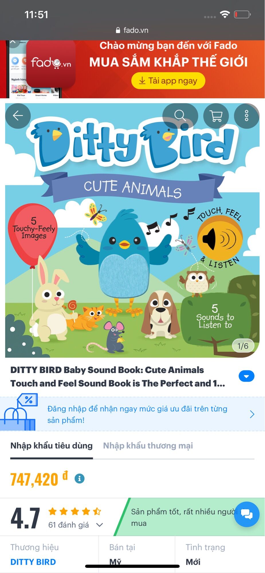 [FREESHIP MAX]  Đồ Chơi Âm Nhạc Tương Tác Cho Bé Ditty Bird