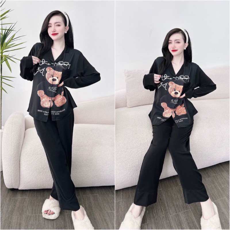 (50-110kg) Đồ Bộ Lụa Mango In 5D Tay Dài Quần Dài
