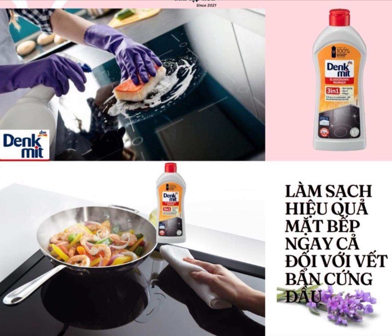 Dung dịch vệ sinh bếp từ Denkmit 3 in 1 nhập khẩu từ Đức 🇩🇪
