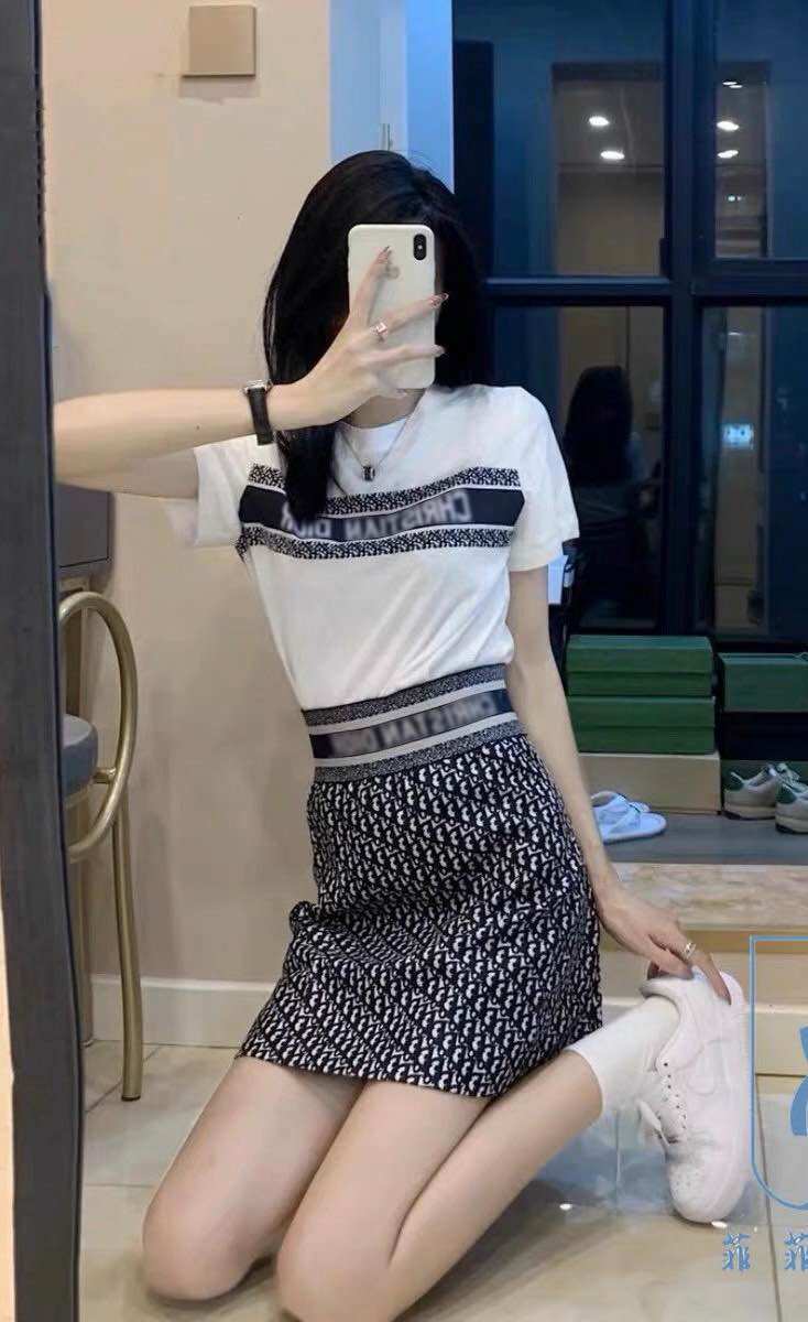 Set áo phông chân váy dáng A, set công sở, di o