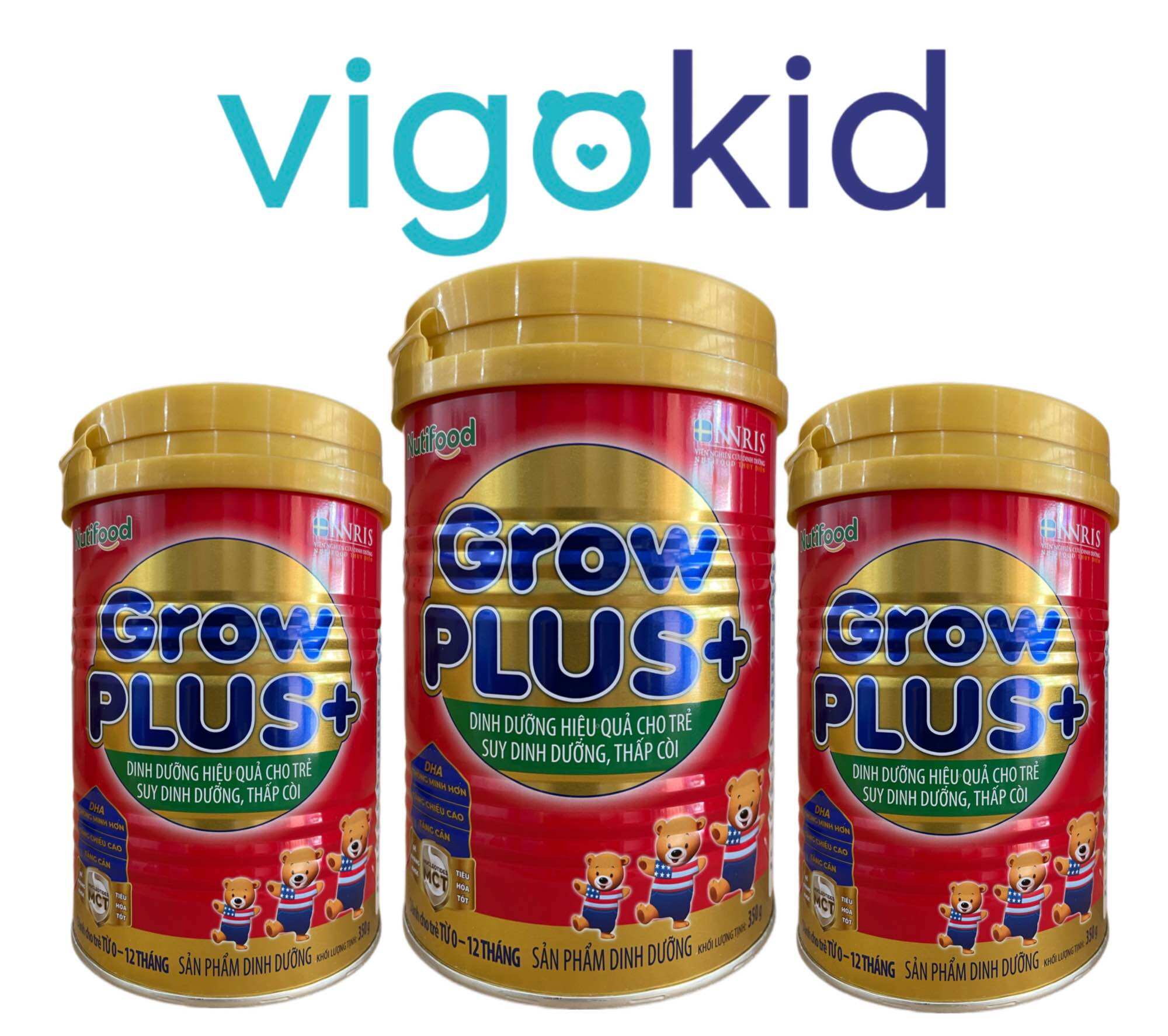Sữa bột nuti growplus đỏ mẫu mới cho trẻ từ 0 đến 1 tuổi lon 350g