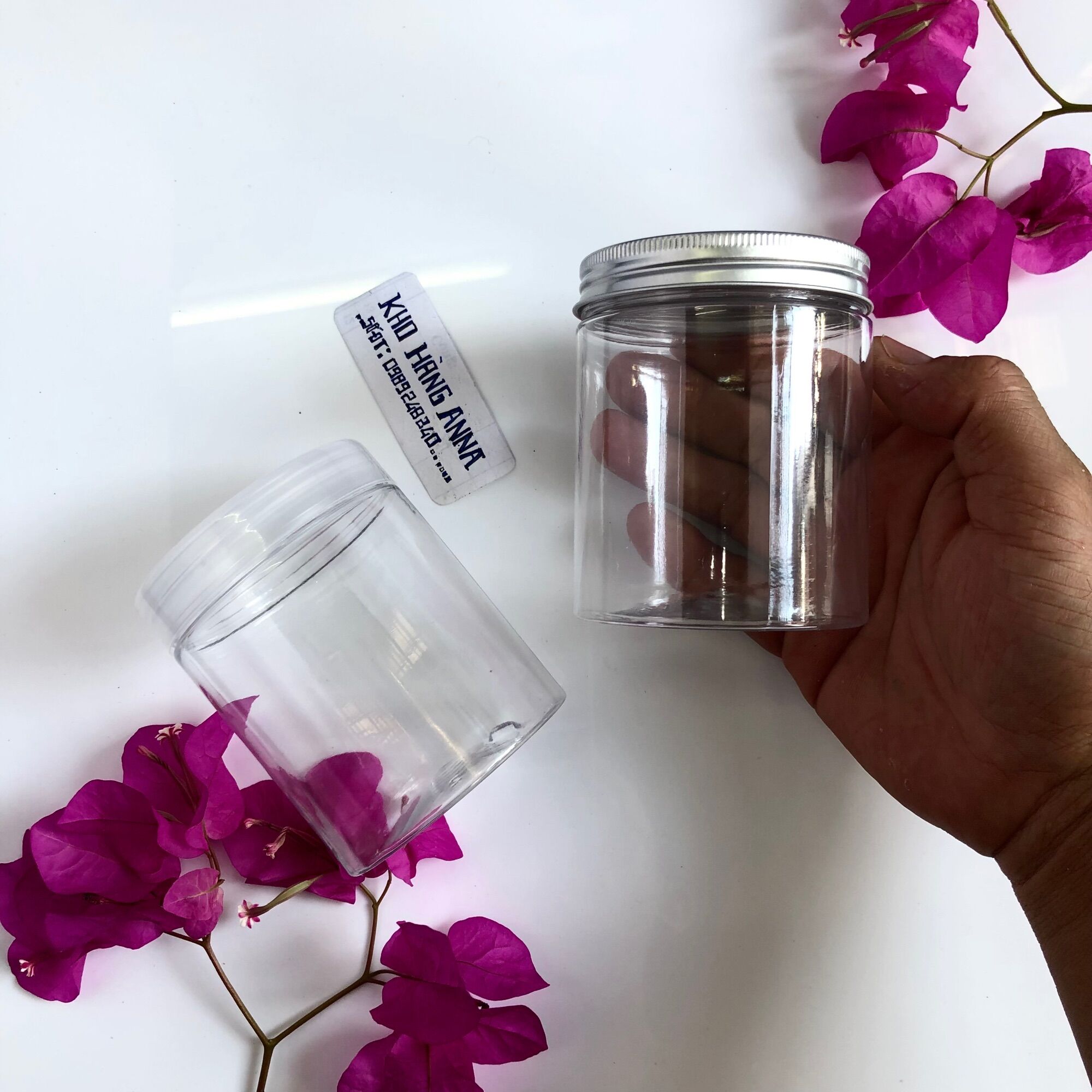 Hủ nhựa nắp vàng/ bạc nắp nhôm - hủ nhựa pet trong suốt nắp nhôm thiếc 100ml/ 200ml/ 250ml/ 300ml/ 500ml/ 750ml/ 1kg