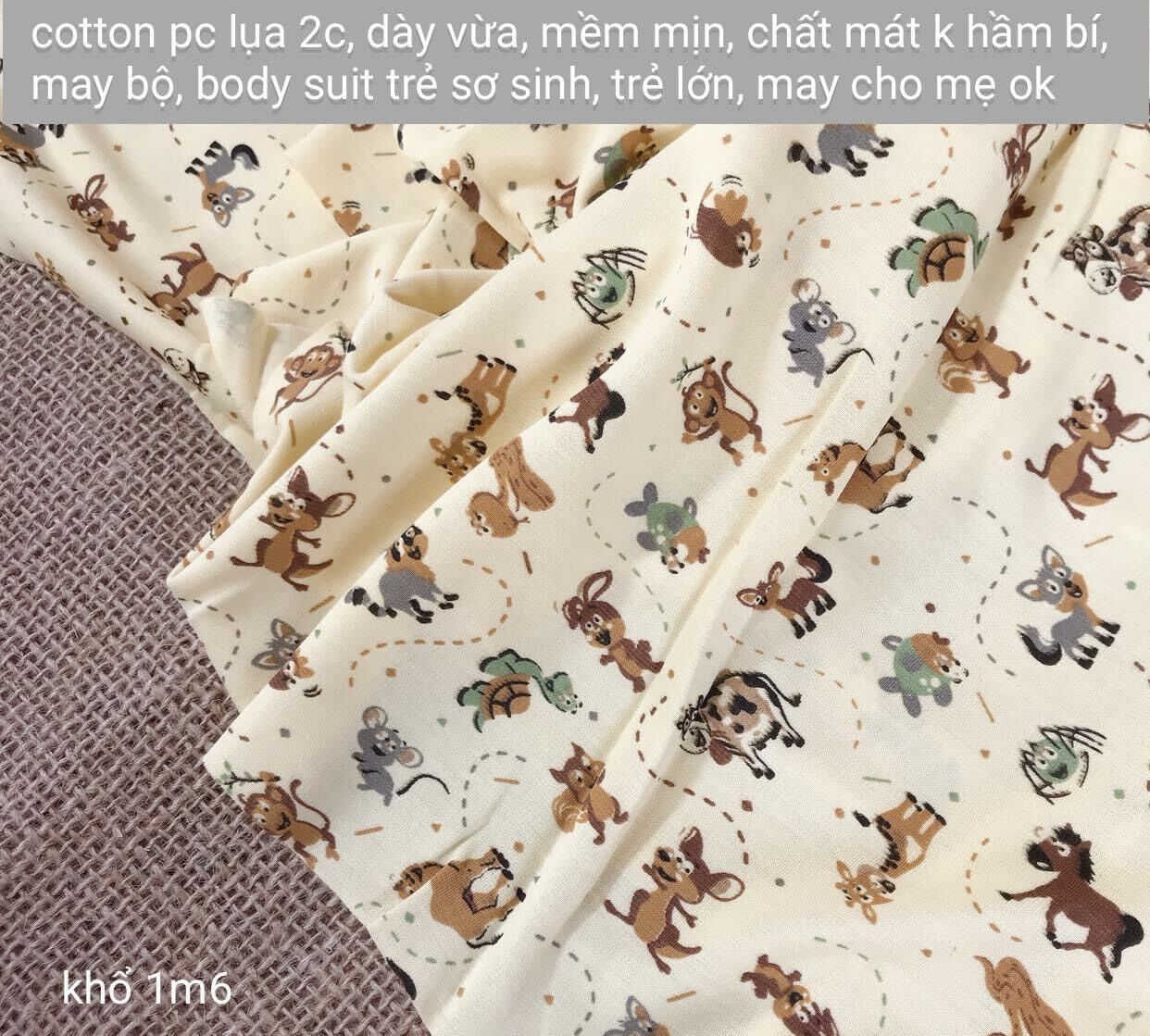 Vải cotton may đồ Hàn Quốc cho bé