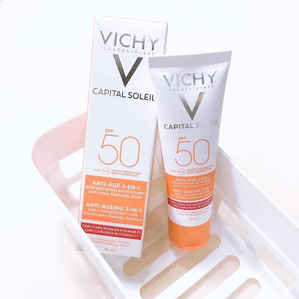 Kem chống nắng Vichy Capital Soleil Anti age 3 en 1, kem chống nắng chống lão hóa.
