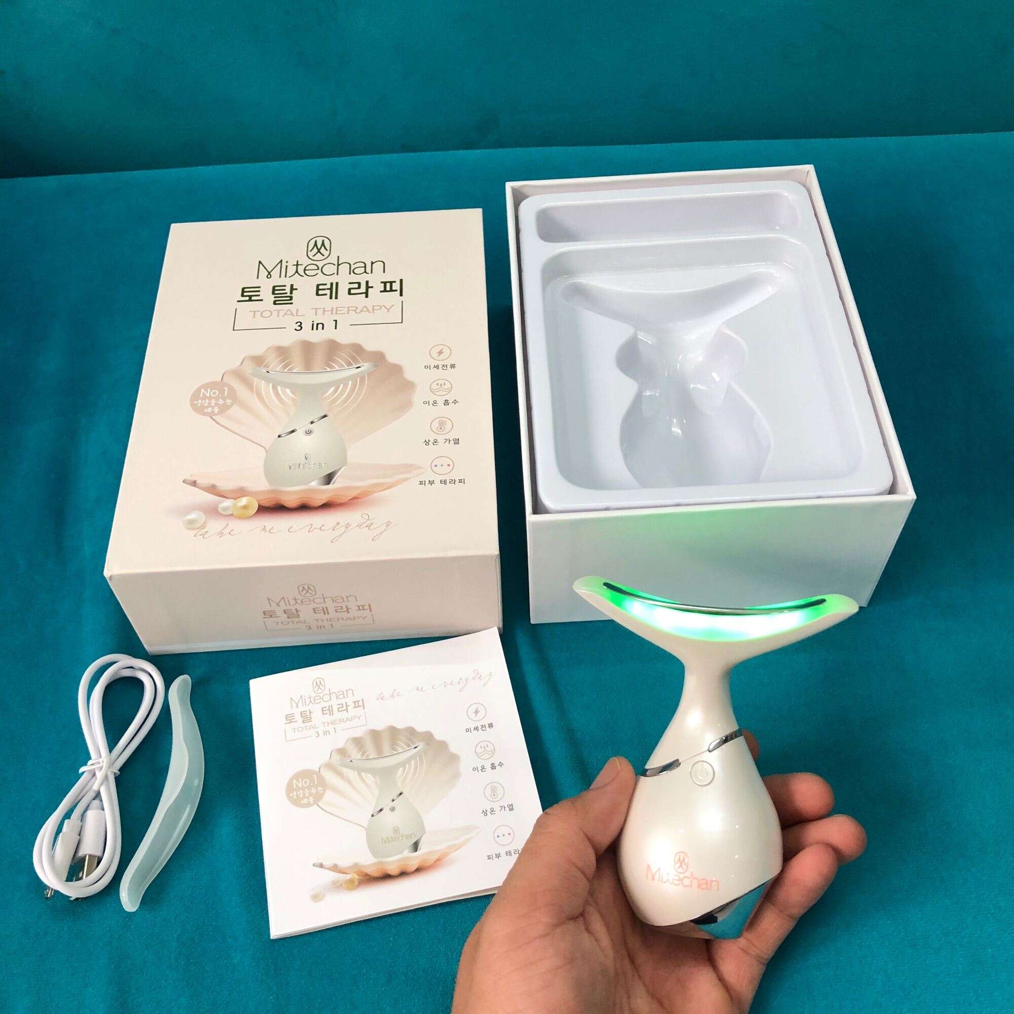 Máy Điện Di Nâng Cơ Mặt Genie Mitechan Total Therapy 3In1 Chính Hãng Mitechan Hàn Quốc