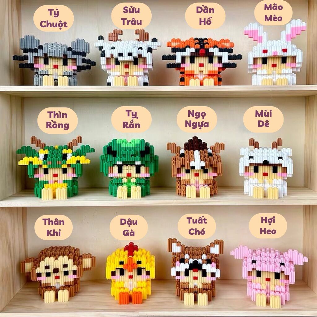 Lego 12 con giáp, đồ chơi lắp ráp 3d mini, mô hình lắp ghép, trò chơi trí tuệ. 