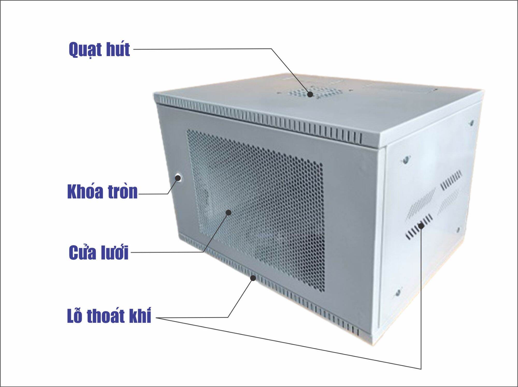 TỦ RACK (TỦ MẠNG) 6U (D400) treo tường (màu xám trắng/màu đen) - mẫu lắp ráp