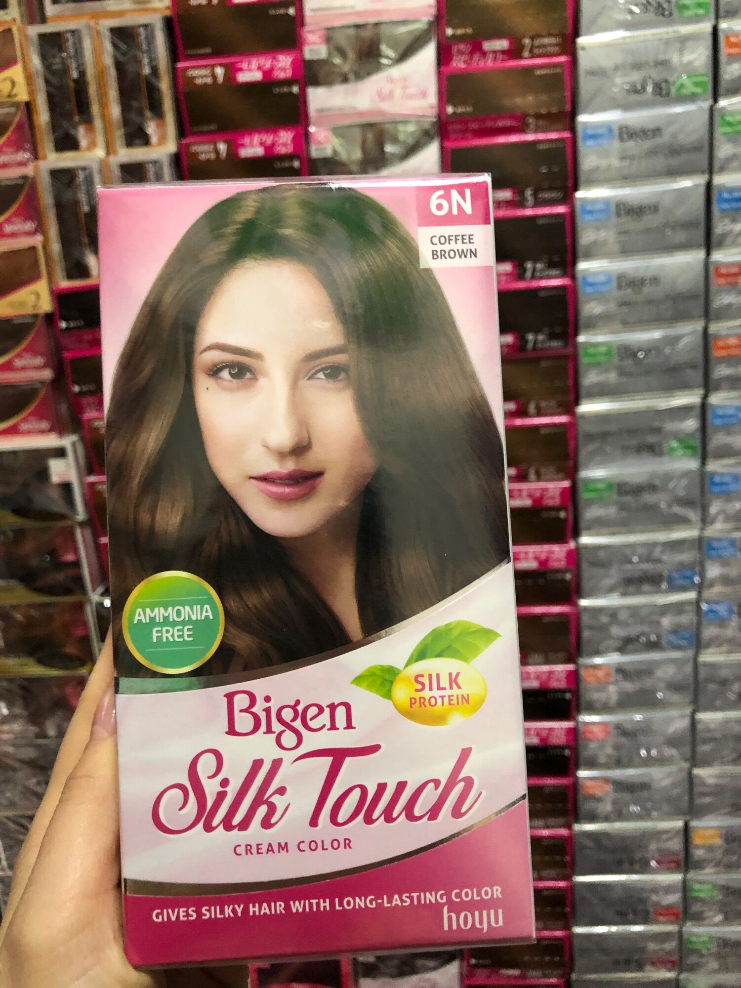 Thuốc nhuộm tóc Bigen, thuốc nhuộm tóc phủ bạc Bigen Silk Touch 6N-nâu cà phê