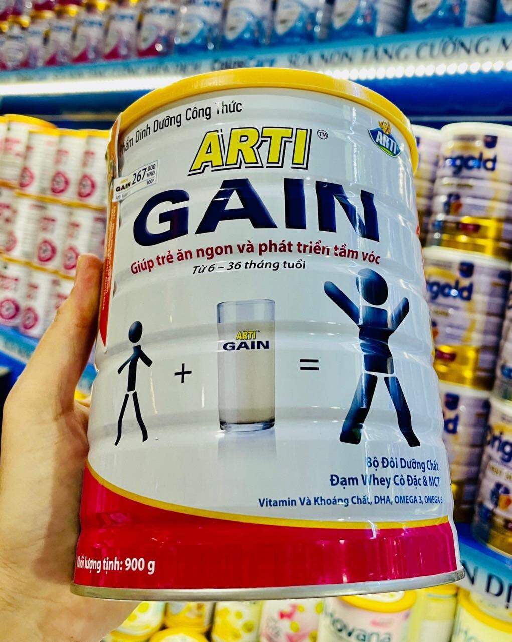 Sữa Arti Gain Hồng 6-36 Tháng (Lon 900g)