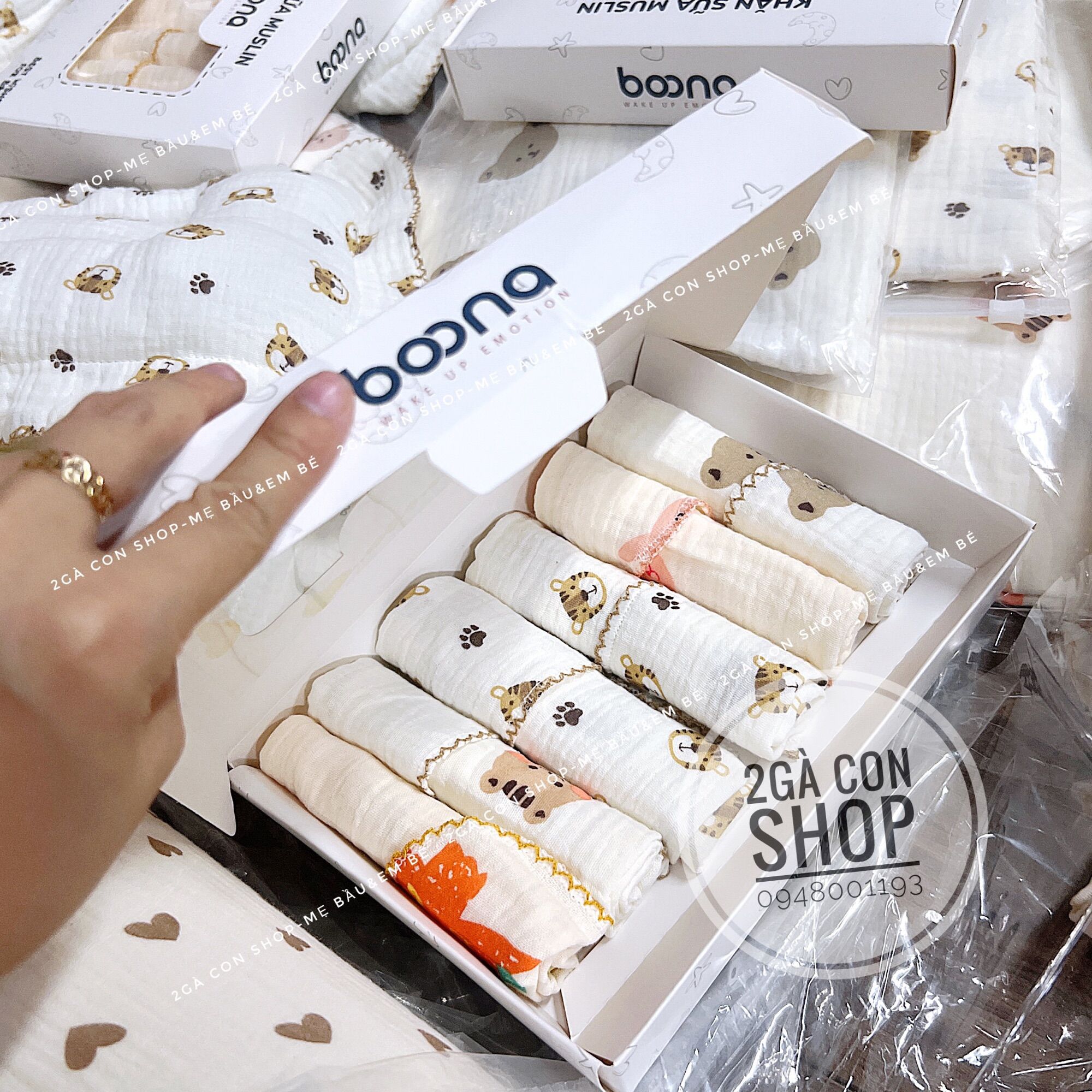Khăn xô sữa aden Muslin Boona - sét 6 chiếc