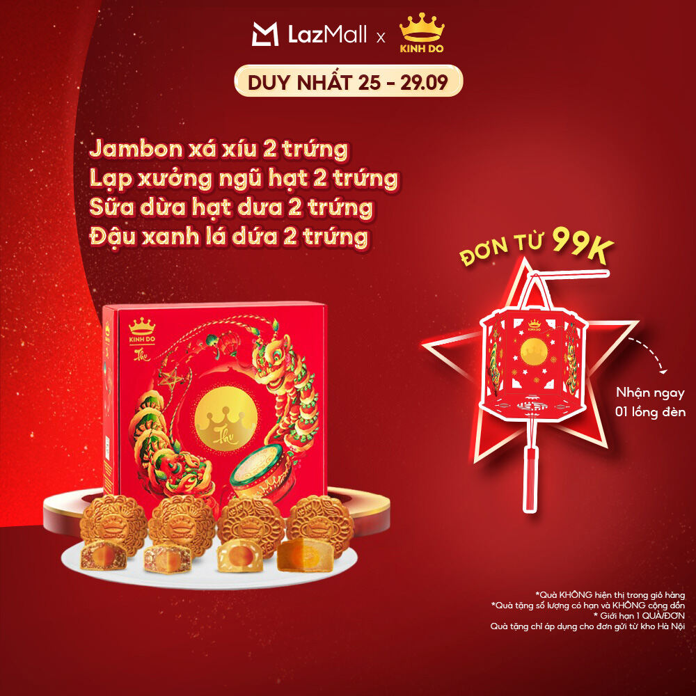 Hộp 4 Bánh Trung Thu Kinh Đô "Mặn Ngọt Đủ Đầy" (4 Bánh X 210G)