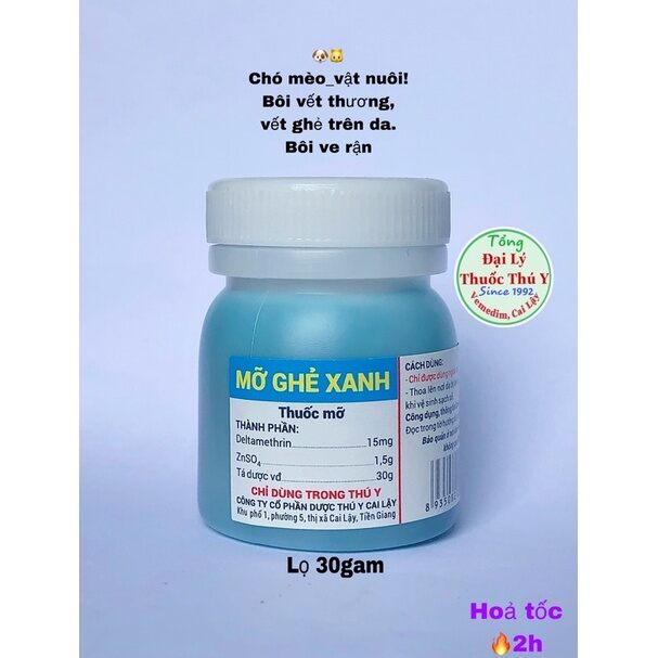 Mỡ ghẻ xanh dùng diệt ve, ghẻ, rụng lông chó mèo- 174