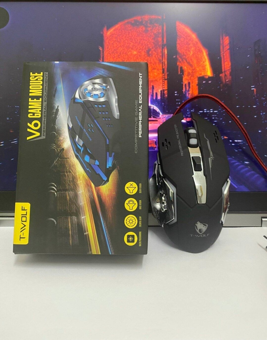 Chuột Máy Tính Có Dây T-Wolf V6 Gaming Mouse,Hàng Chính Hãng ,BH 12 Tháng