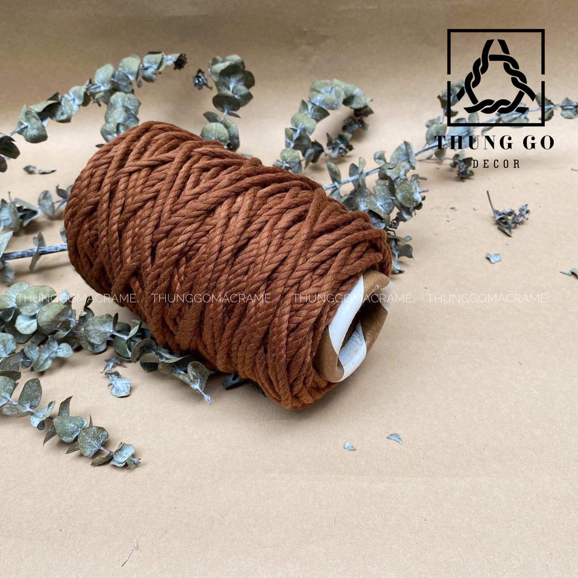 Dây thừng macrame màu nâu socola 3mm 5mm