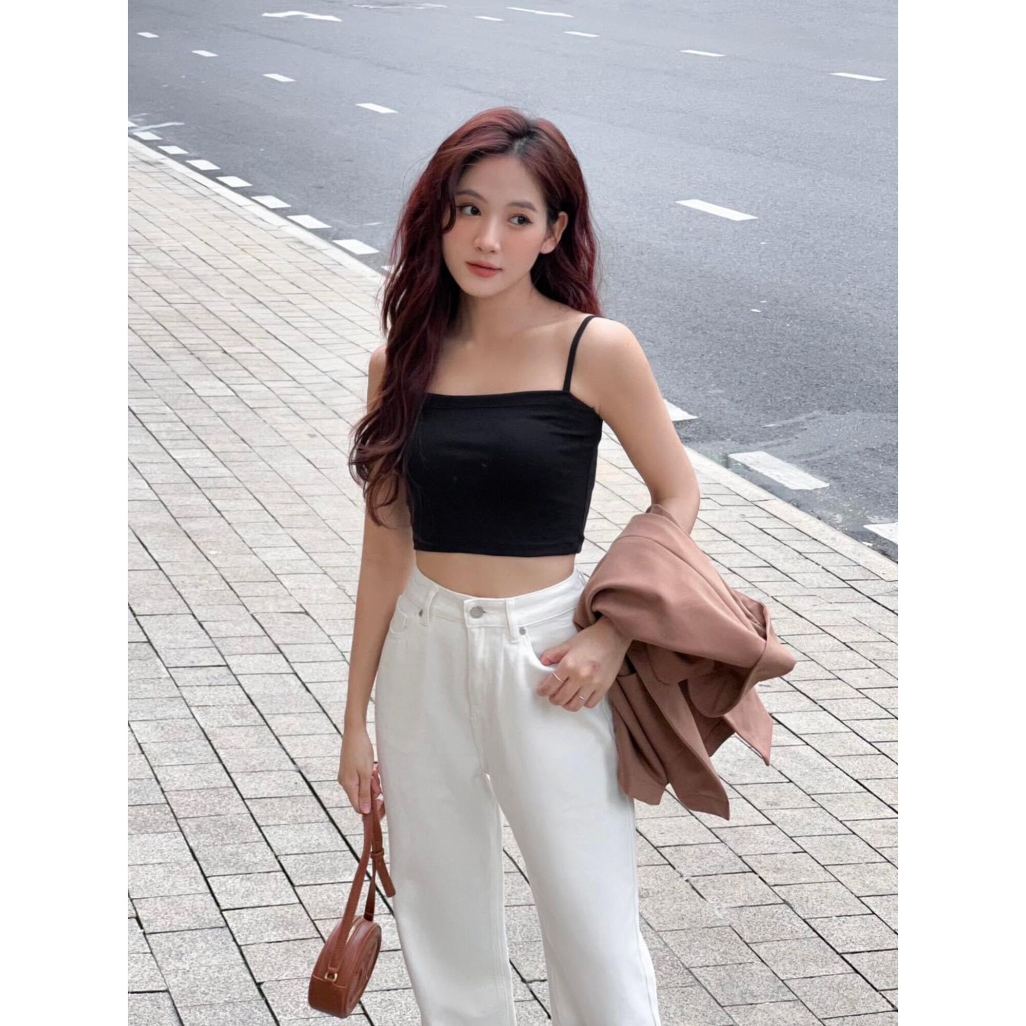 Áo hai dây, áo thun croptop nữ Camisole Top Lucetfashion