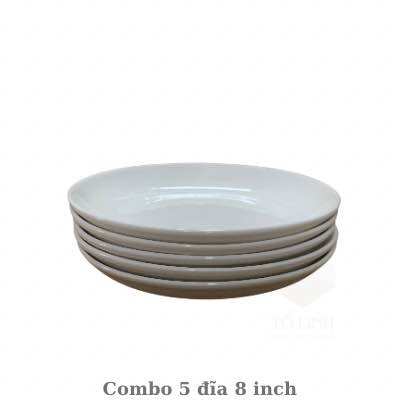 Combo 5 đĩa gốm sứ 23cm, đĩa gốm sứ hoa văn cao cấp,dĩa sứ