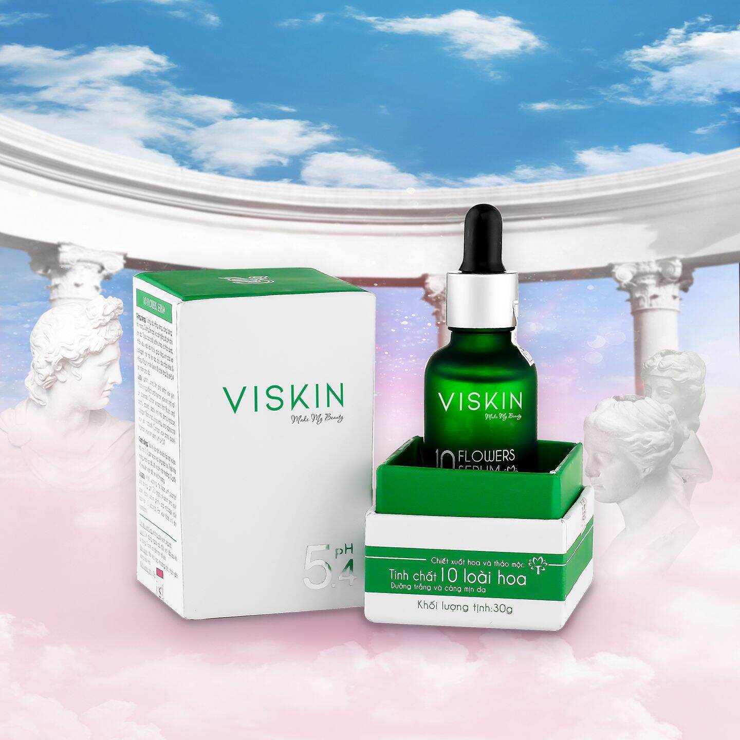 Serum cấp ẩm dưỡng trắng giảm mụn 10 loại hoa viskin