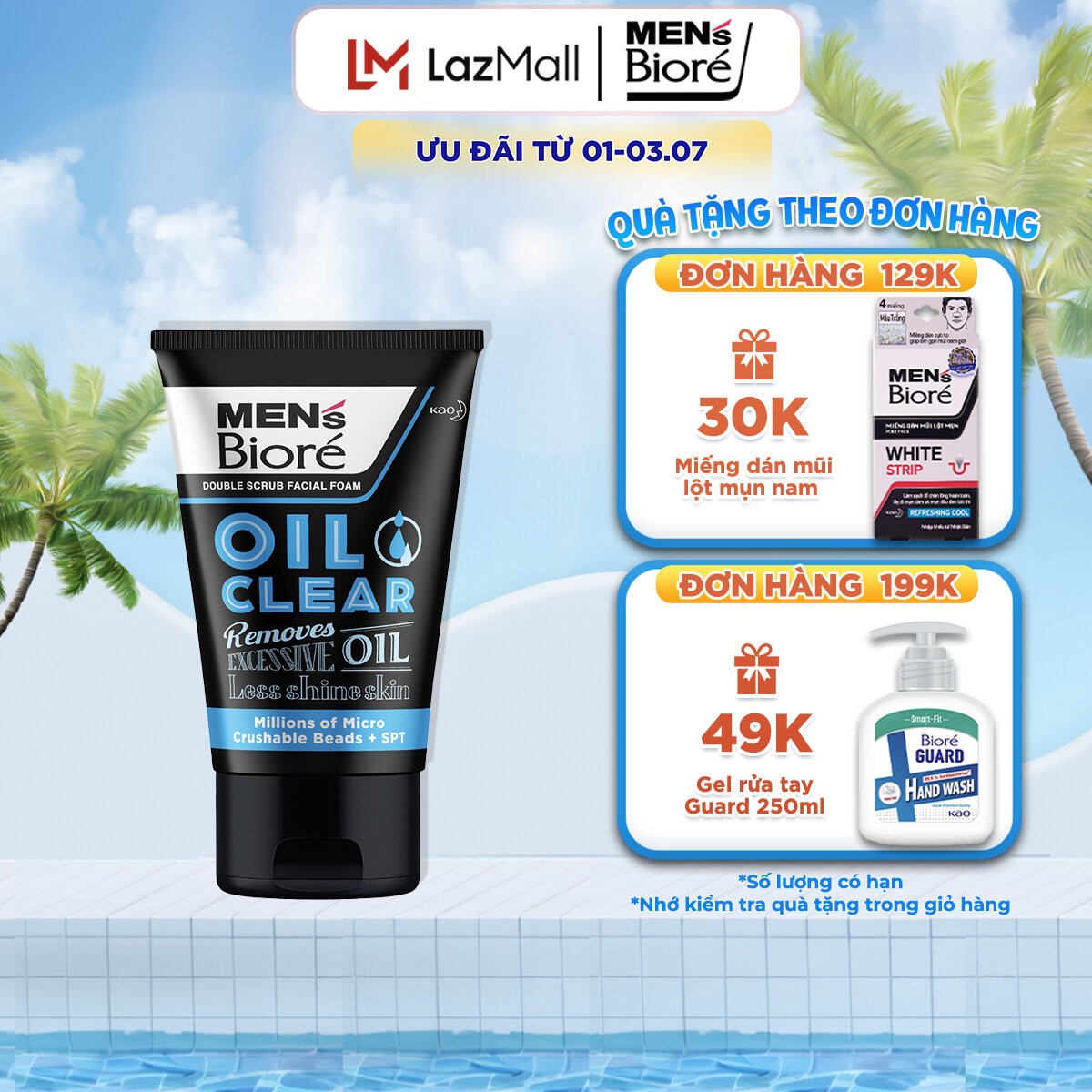 Sữa Rửa Mặt Men Biore Hạt Tác Động Kép Sạch Nhờn 100g