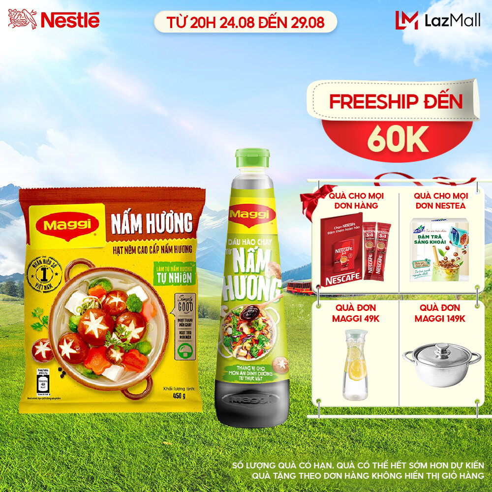 Combo mix vị maggi: dầu hào maggi® nấm hương chai 820g + 1 hạt nêm cao cấp maggi® nấm hương gói 450g