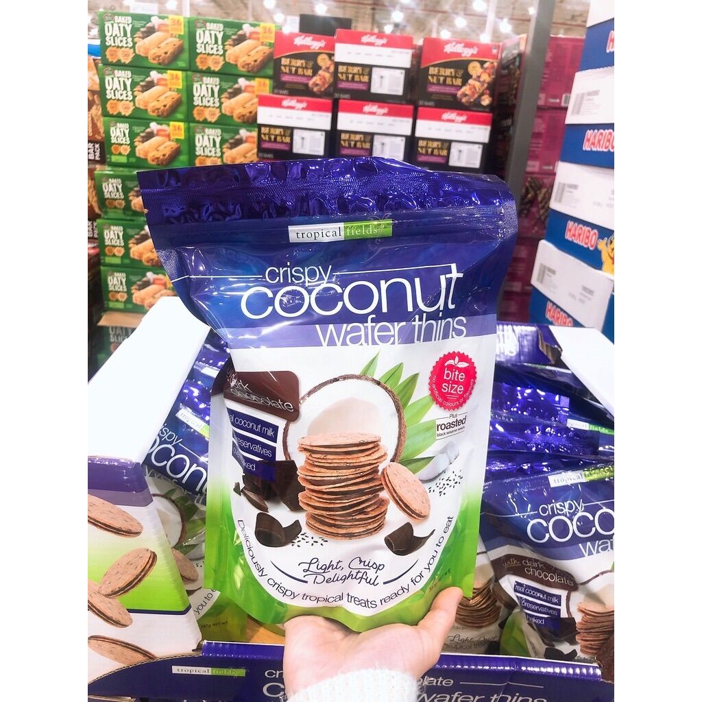 Bill Úc Bánh chocolate dừa Tropical Fields Crispy Coconut Wafer Thins