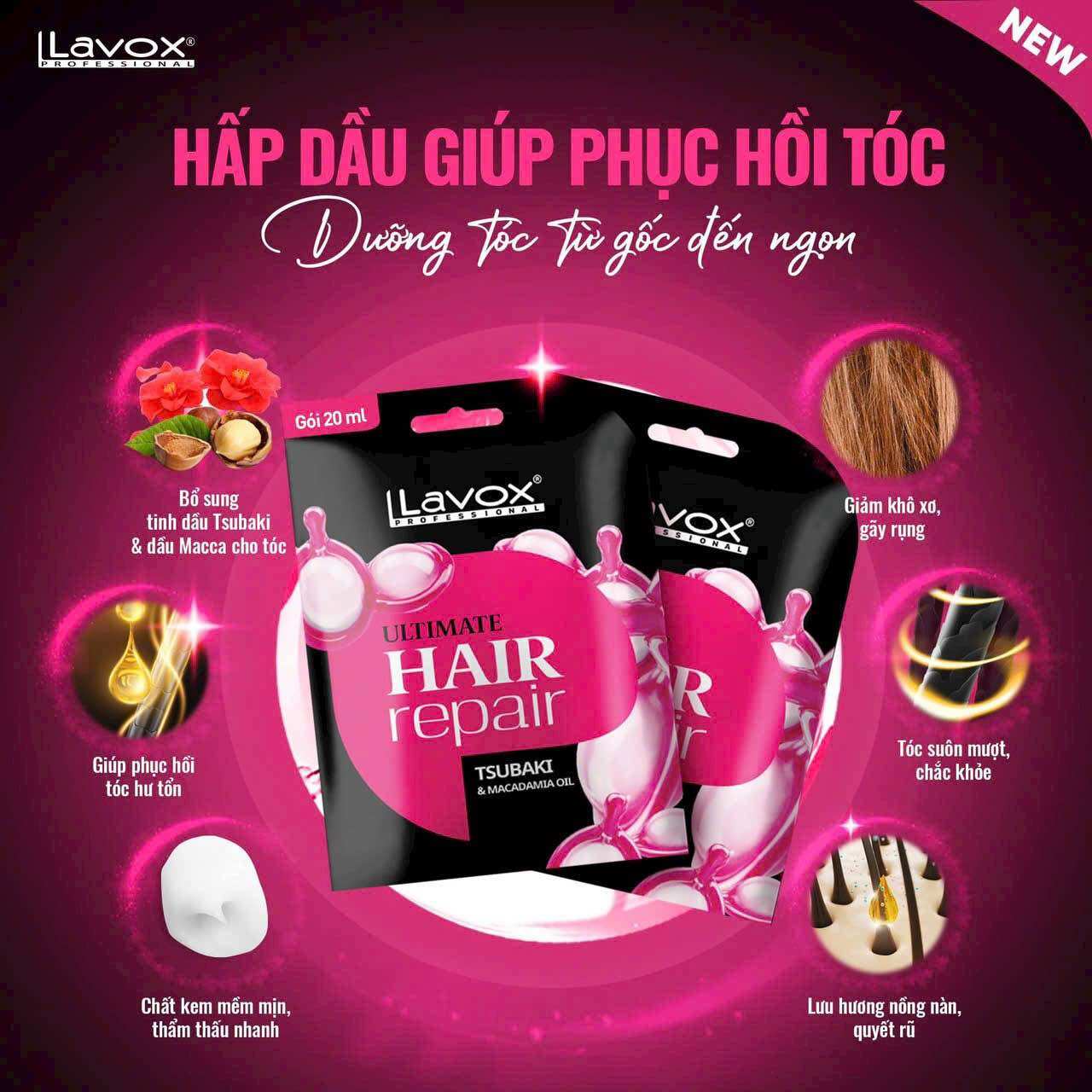 Gói Hấp Dầu Ủ Tóc Mềm Mượt Lavox 20g