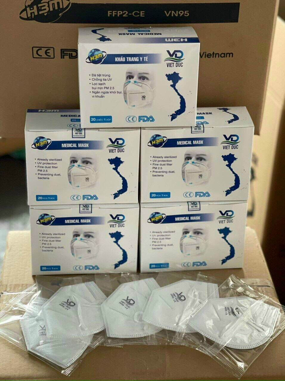 Khẩu trang việt đức n95 hộp 20 cái