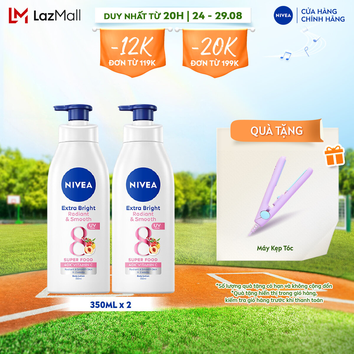 Bộ đôi sữa dưỡng thể nivea 8 super fooods dưỡng sáng da | mịn da - 98413