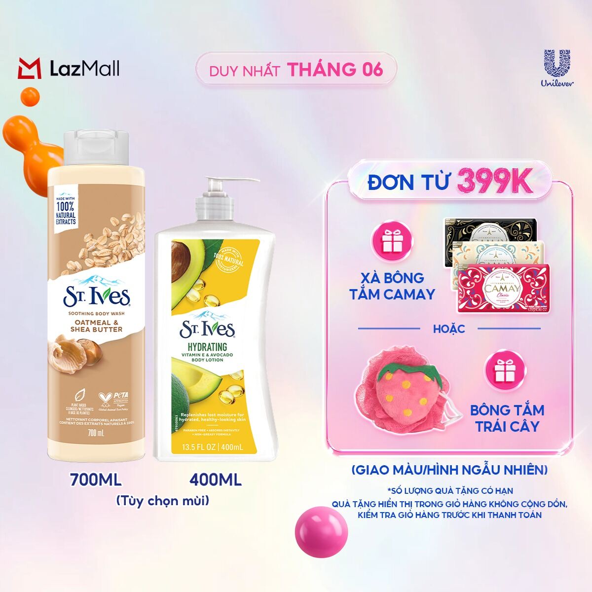 Combo Sữa tắm St.ives 700ml và Sữa dưỡng thể St.ives 400ml (tùy chọn mùi)
