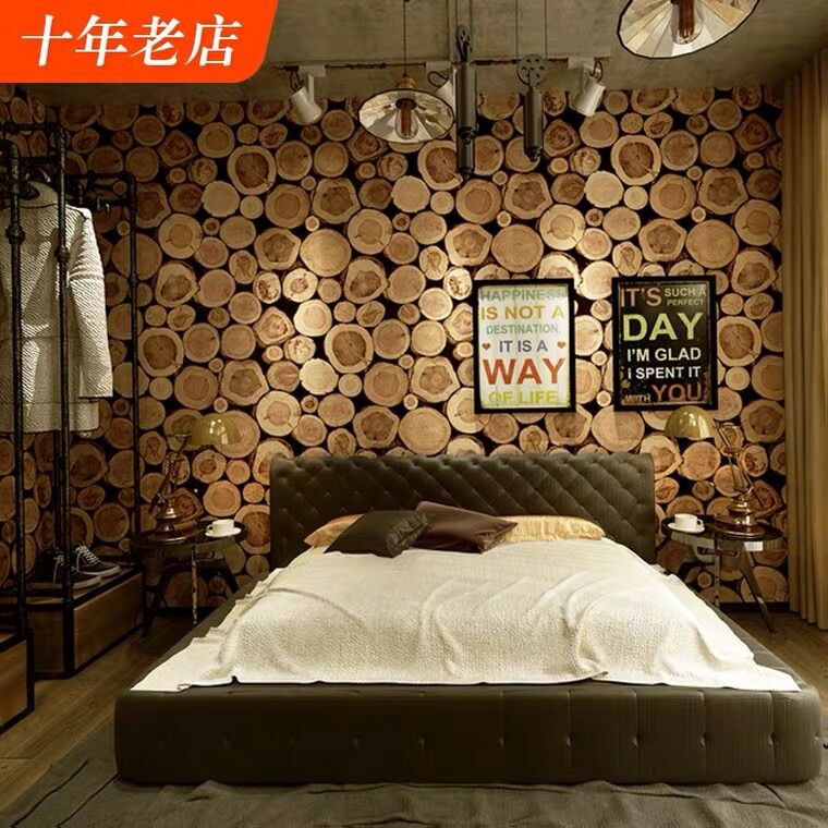 10 m giấy dán tường cây gỗ ghép 3D keo sẵn khổ 45 cm
