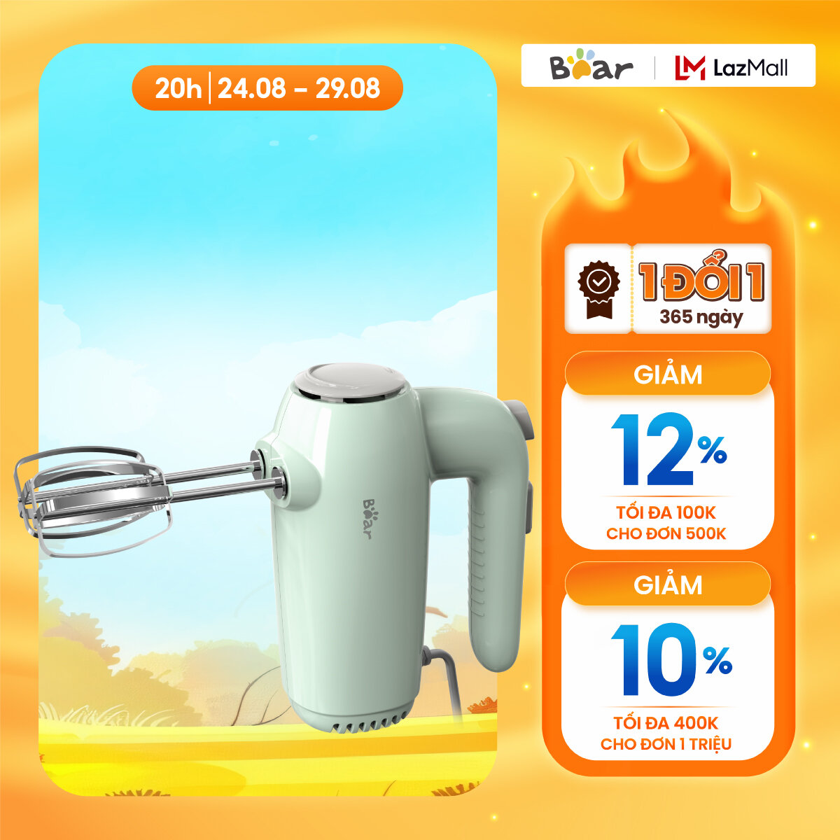 Máy đánh trứng cầm tay bear ddq-b01f7 - hàng chính hãng