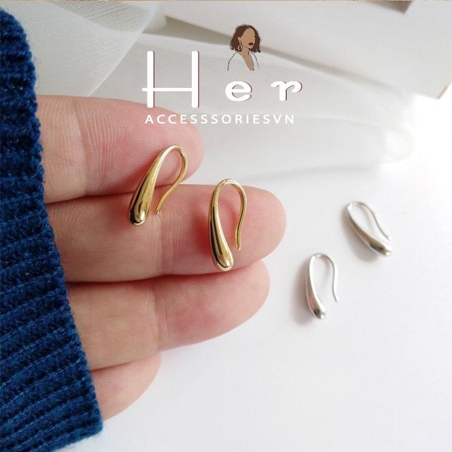 Hoa tai Khuyên tai nữ titan hình giọt nước đơn giản Retro Vintage HER ACC H56