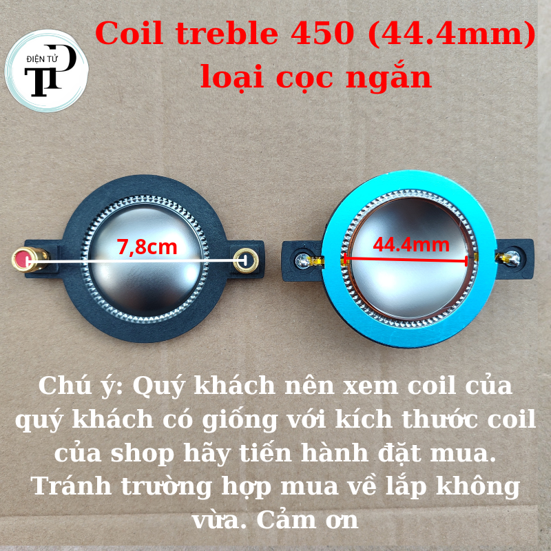 Coil treble 450 (44.4mm) cọc ngắn dây đồng tròn