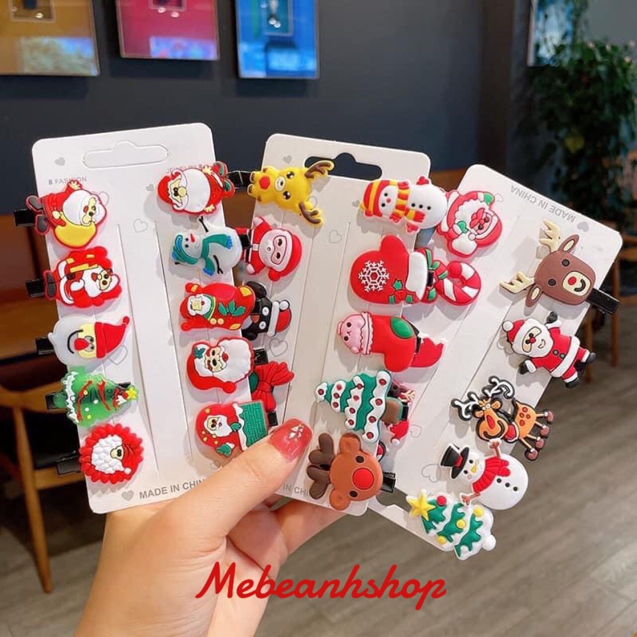 Mebeanhshop-10 Set 10 kẹp tóc giáng sinh, Noel xinh xắn dễ thương cho bé yêu T2