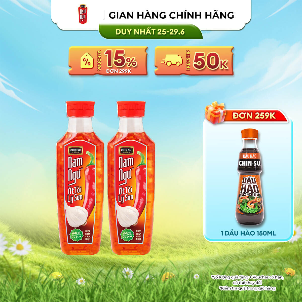 [DUY NHẤT 25-29.06 VOUCHER 18% ĐƠN 249K] Combo 2 Nước Mắm Nam Ngư Ớt Tỏi Lý Sơn Chai 300ml