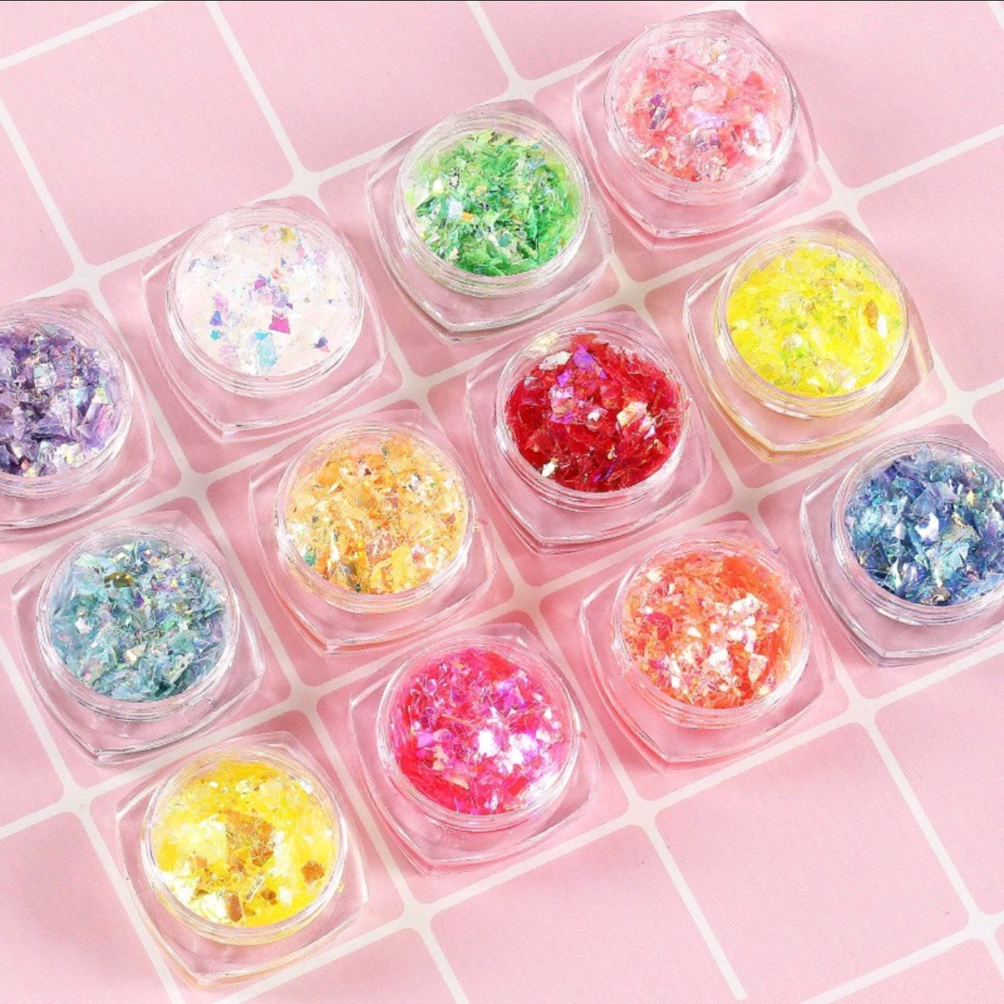 Set xà cừ giấy 12 màu trang trí móng tay nail