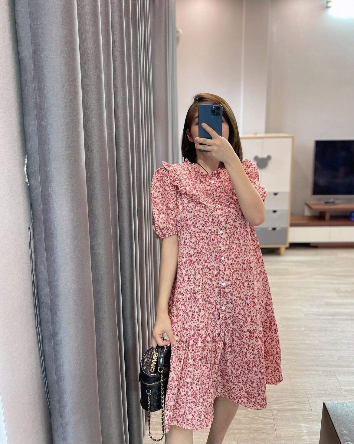 Đầm bầu cổ tàu sơ mi thời trang