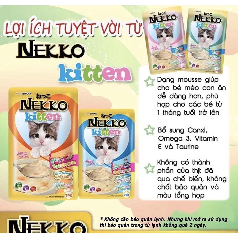 Pate Nekko Cho Mèo Con Nhiều Dinh Dưỡng Gói 70g