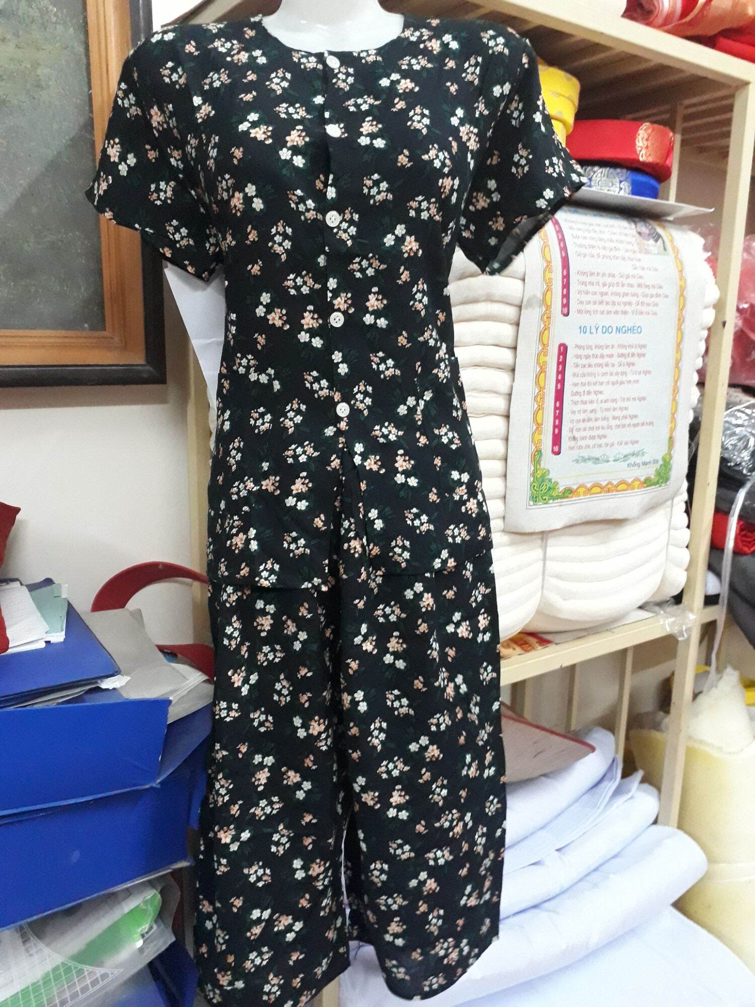 Bộ lanh hoa (quần lửng - áo cộc) dành cho người già