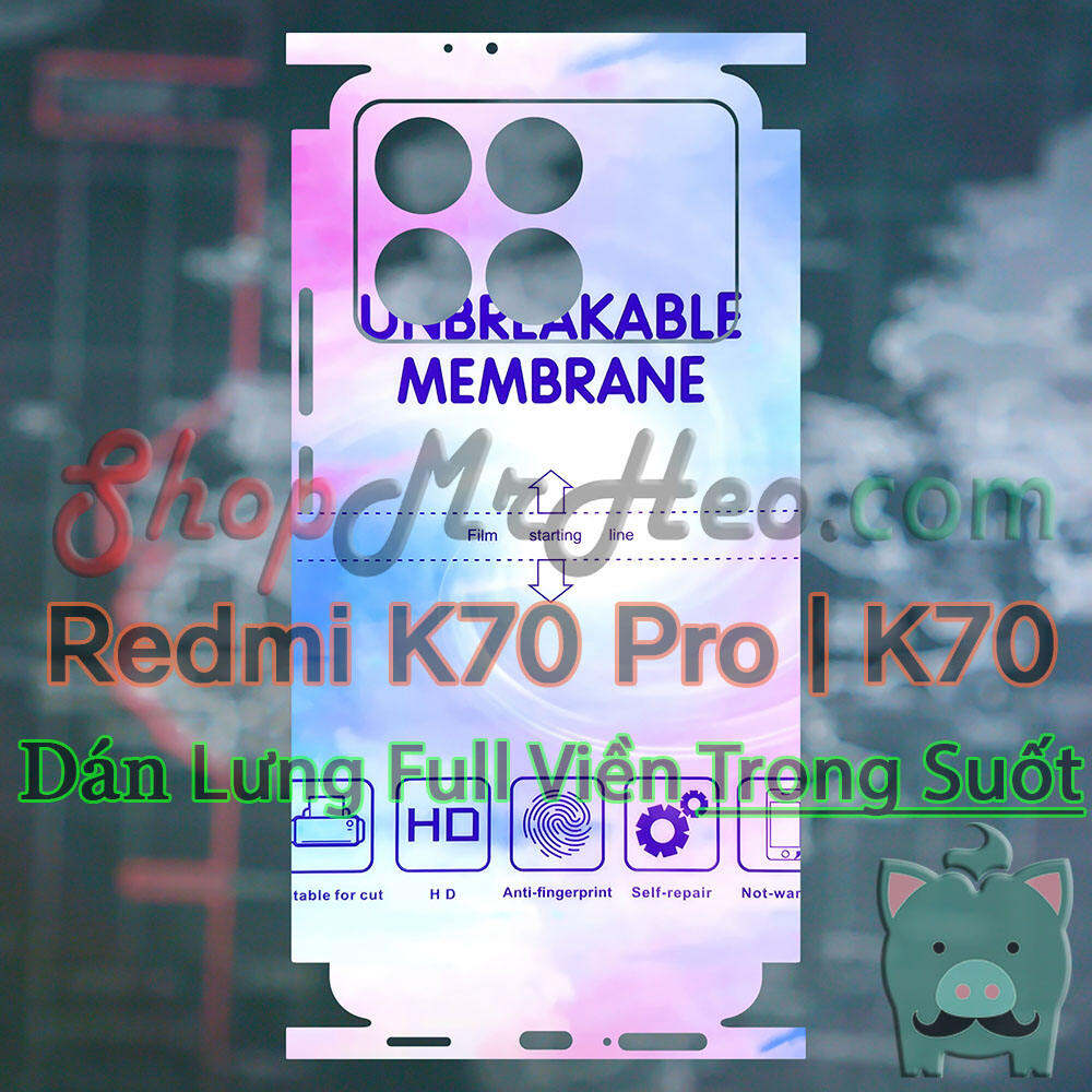 Dán Dẻo PPF Full Sau Lưng Viền Xiaomi Redmi K70 Pro | Redmi K70 | Redmi K70E (Trong Và Nhám) - PPF 4 Lớp Dễ Dán