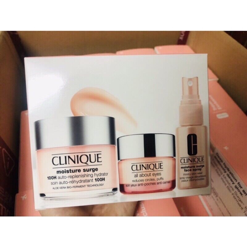 [Bill Authentic] Set dưỡng da Clinique Moisture Surge 100h (Kem dưỡng ẩm, kem mắt, xịt khoáng)