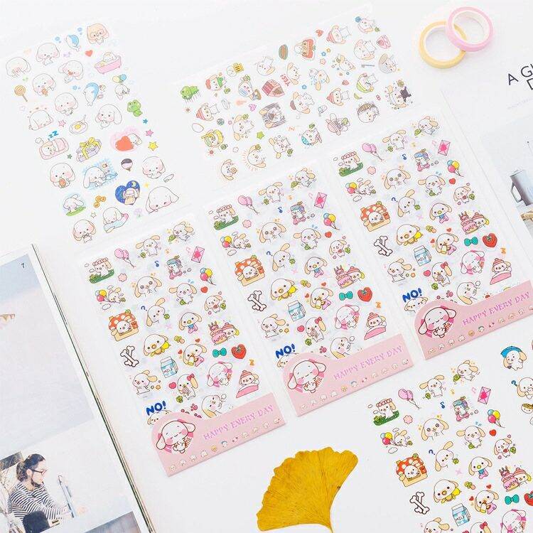 1 set stickers hình bé cún tinh nghịch