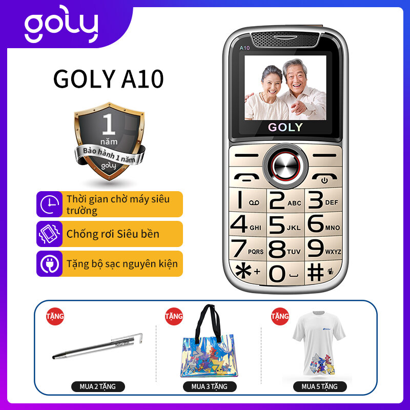Điện thoại người già goly A10 - bàn phím to, loa to, chữ to, đèn pin siêu sáng - Mới full box