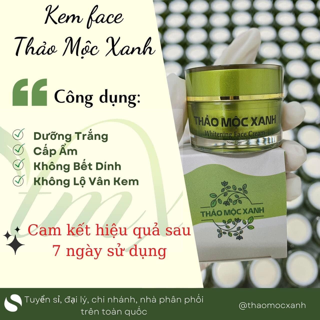 [2 lọ] Kem Face Thảo Mộc Xanh - Dưỡng Trắng 10g