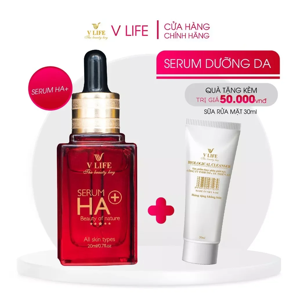 Serum HA Vlife 20ml tặng sữa rửa mặt Vlife 30ml