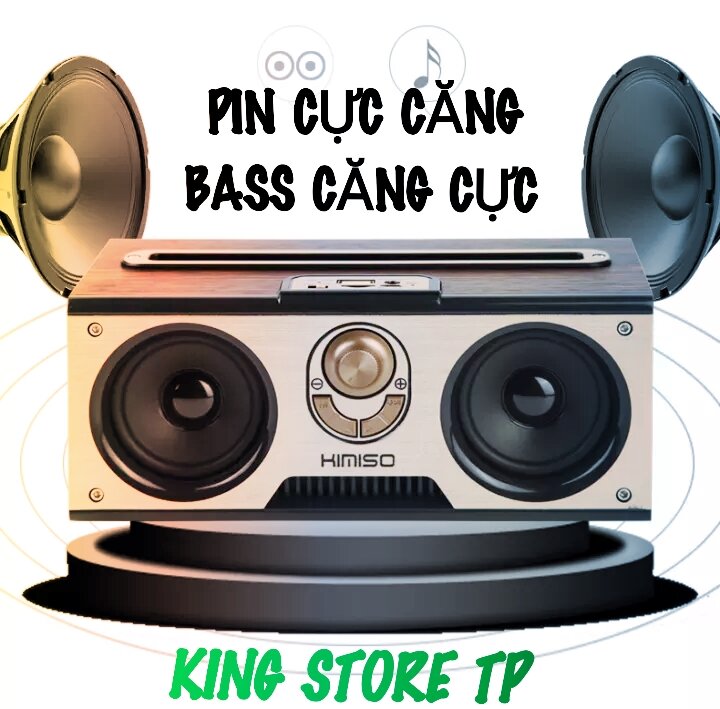 Loa bluetooth KIMISO KM7 Suntek, kiêm giá đỡ điện thoại tiện dụng, Loa vỏ gỗ siêu Bass treble, Hàng Chính Hãng SUNTEK