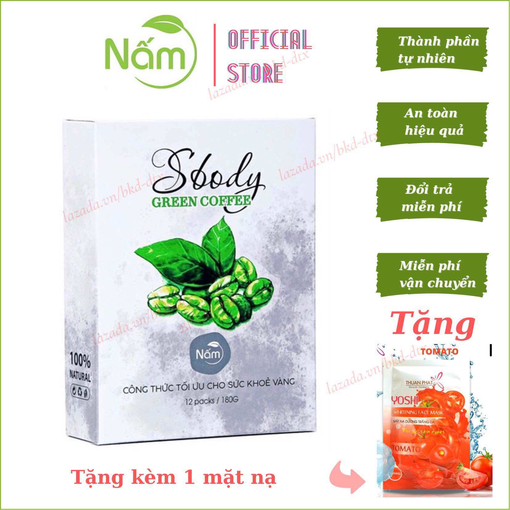 Nấm giảm cân SBody Green Coffee cà phê xanh - dạng gói pha uống - Cam kết chất lượng